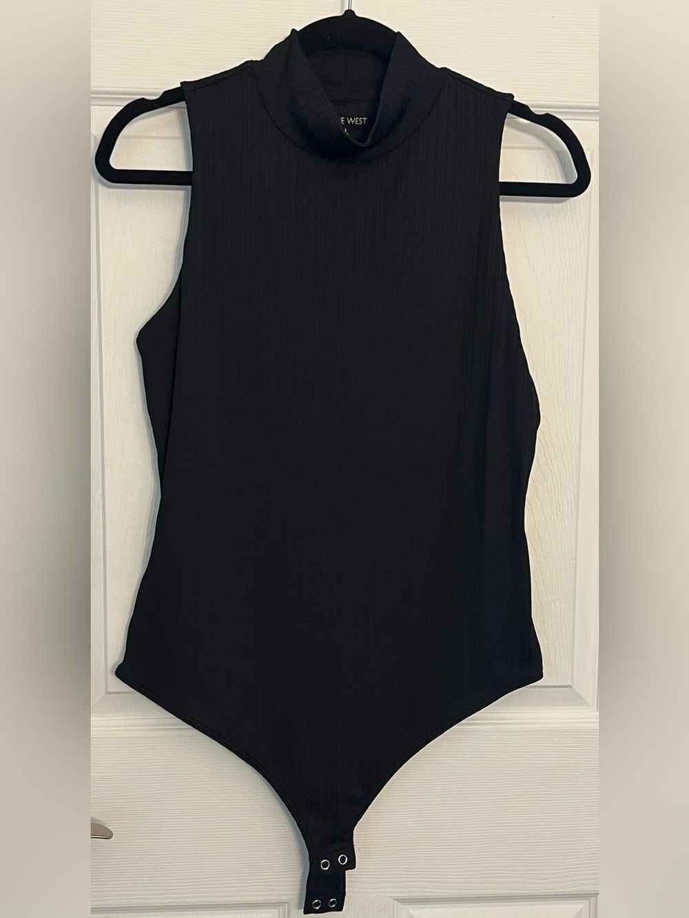 Nine West Black Ribbed Thong Bodysuit